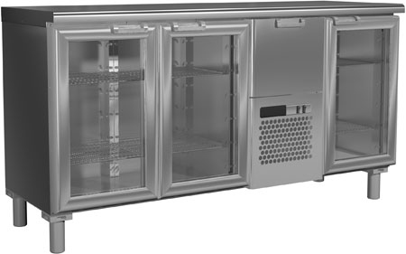 Стол холодильный ПОЛЮС T57 M3-1-G 0430-19 корпус нерж, без борта, планка (BAR-360C Carboma)