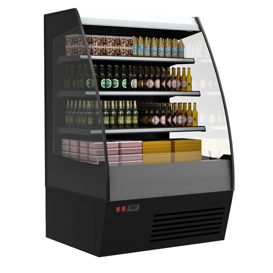Холодильная горка Полюс F16-08 VM 1,9-2 0020 стеклопакет (Carboma 1600/875 ВХСп-1,9) (9005 цвет черн