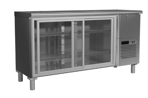 Стол холодильный ПОЛЮС T57 M2-1-C 0430-19 корпус нерж, без борта, планка  (BAR-360К Сarboma)