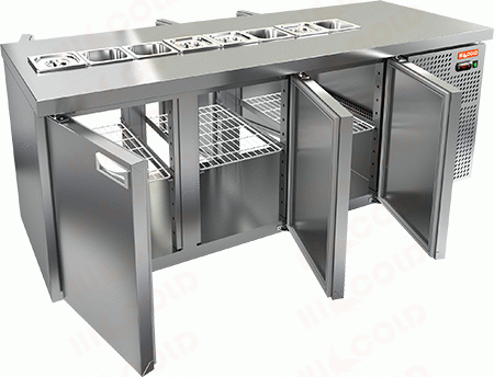 Стол холодильный HICOLD SL2T-111/GN (1/6) (саладетта) сквозной