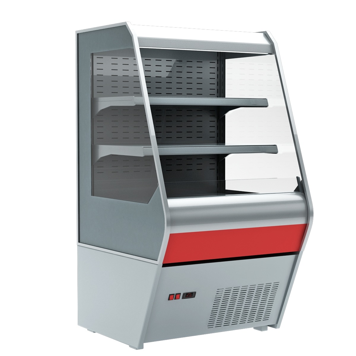 Холодильная горка Полюс F13-07 VM 1,3-2 (Carboma 1260/700 ВХСп-1,3) (0011-3020 боковины сер пластик,